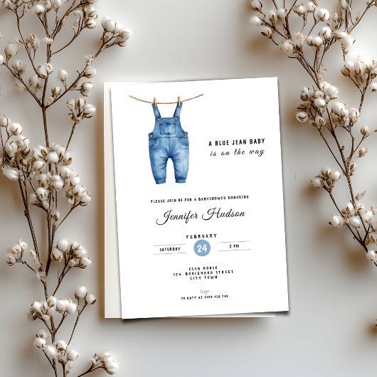 Blue Jean Baby Shower Invitation - Denim Theme 招待状