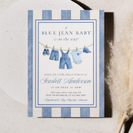 Blue Jean Baby Shower Invite, Denim Baby Shower  招待状
