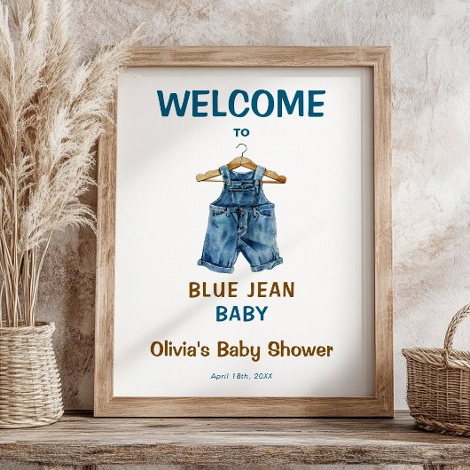 Blue Jean Baby Shower Welcome Sign ポスター