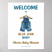 Blue Jean Baby Shower Welcome Sign ポスター (正面)