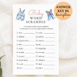 Blue Jean Baby Word Scramble Baby Shower Game