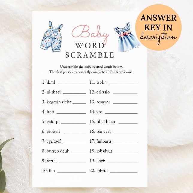 Blue Jean Baby Word Scramble Baby Shower Game (クリエイターアップロード済み)
