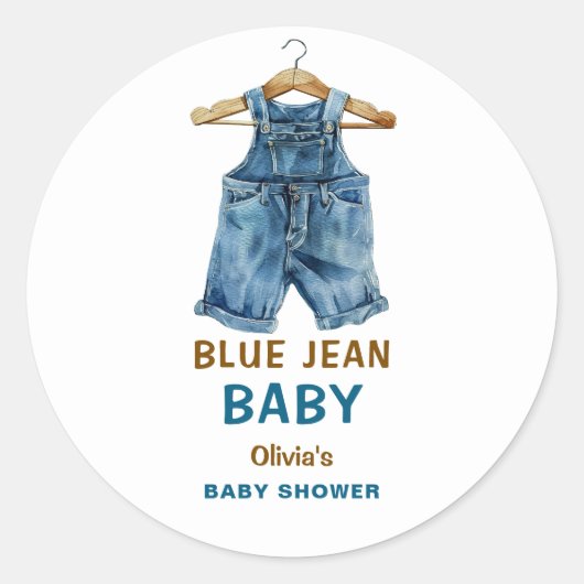 Blue Jean Boy Western Baby Shower ラウンドシール (正面)