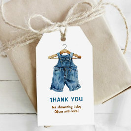 Blue Jean Boy Western Baby Shower Thank You ギフトタグ