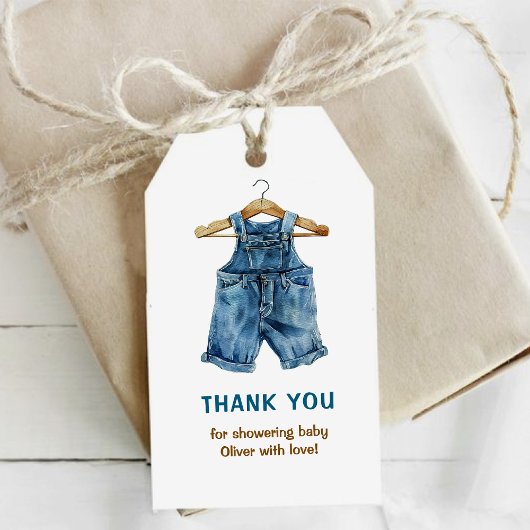 Blue Jean Boy Western Baby Shower Thank You ギフトタグ