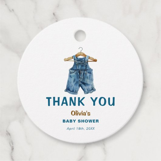 Blue Jean Boy Western Baby Shower Thank You フェイバータグ (正面)