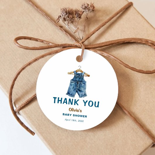 Blue Jean Boy Western Baby Shower Thank You フェイバータグ