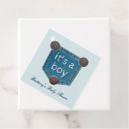 Blue Jean Denim男の子の赤ちゃんシャワー フェイバータグ