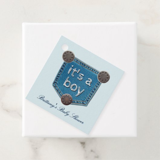 Blue Jean Denim男の子の赤ちゃんシャワー フェイバータグ (インサイチュ)