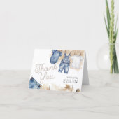 Blue Jean Denim Baby Shower  サンキューカード (正面)