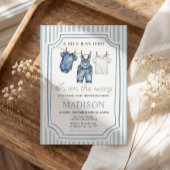 Blue Jean Denim Baby Shower Boy Invitation 招待状