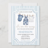 Blue Jean Denim Baby Shower Boy Invitation 招待状 (正面)