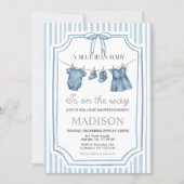 Blue Jean Denim Baby Shower Girl Invitation 招待状 (正面)