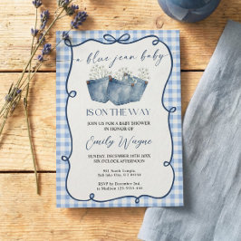 Blue Jean Denim Baby Shower Invitation 招待状