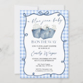 Blue Jean Denim Baby Shower Invitation 招待状 (正面)