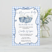 Blue Jean Denim Baby Shower Invitation 招待状 (スタンド正面)