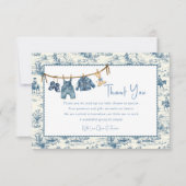 Blue Jean Denim Boy Baby Shower Thank You Card (正面)