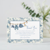 Blue Jean Denim Boy Baby Shower Thank You Card (スタンド正面)
