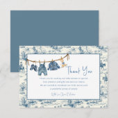 Blue Jean Denim Boy Baby Shower Thank You Card (正面/裏面)