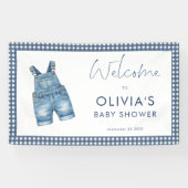 Blue Jean Denim Gingham Boy Welcome Baby Shower  横断幕 (横)