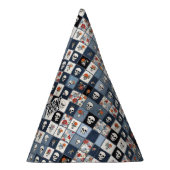 Blue Jean Denim Patchwork Skulls And Florals パーティーハット (右)