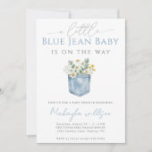 Blue Jean Denim Rustic Boy Baby Shower 招待状 (正面)