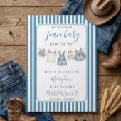 Blue Jean Denim Rustic Boy Baby Shower Invitation 招待状