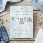 Blue Jean Denim Rustic Western Baby Shower 招待状