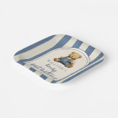 Blue Jean Denim Teddy Bear 1st Birthday ペーパープレート (傾斜あり)