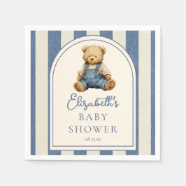Blue Jean Denim Teddy Bear Baby Shower スタンダードカクテルナプキン