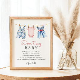 Blue Jean Don't Say Baby Shower Game Sign ポスター