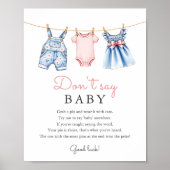 Blue Jean Don't Say Baby Shower Game Sign ポスター (正面)