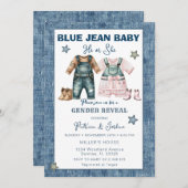 Blue Jean Gender Reveal, He or She  招待状 (正面/裏面)