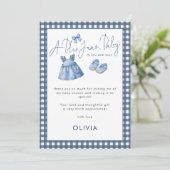 Blue Jean Gingham Thank You Girl Baby Shower  カード (スタンド正面)