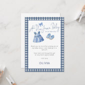 Blue Jean Gingham Thank You Girl Baby Shower  カード (正面/裏面インサイチュ)