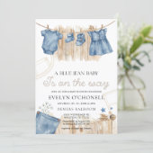 Blue Jean Girl Baby Shower Invitation 招待状 (スタンド正面)