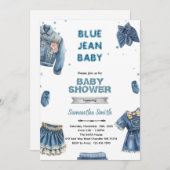 Blue jean girl baby shower invitation 招待状 (正面/裏面)