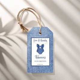 Blue jean girls denim baby shower thank you favor ギフトタグ