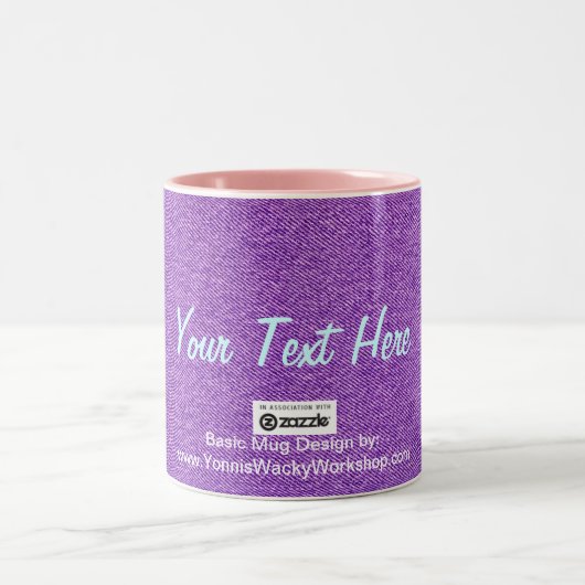 Blue Jean Material、テキストはこちら ツートーンマグカップ (中央)