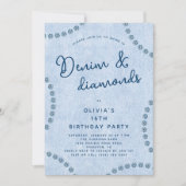 Blue Jeans Denim and Diamonds 16th Birthday Party 招待状 (正面)