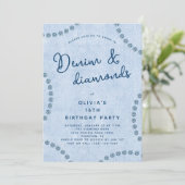 Blue Jeans Denim and Diamonds 16th Birthday Party 招待状 (スタンド正面)