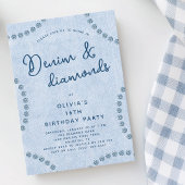 Blue Jeans Denim and Diamonds 16th Birthday Party 招待状