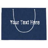 Blue Jeans Fabric +テキストの追加-カスタマイズ可能- ラージペーパーバッグ (正面)