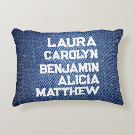 Blue jeans Grandchildren's names simple modern  アクセントクッション