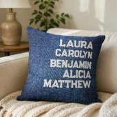 Blue jeans Grandchildren's names simple modern  クッション