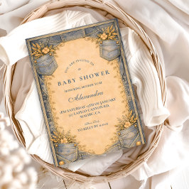 Blue Jeans Little Cowboy Baby Shower 招待状