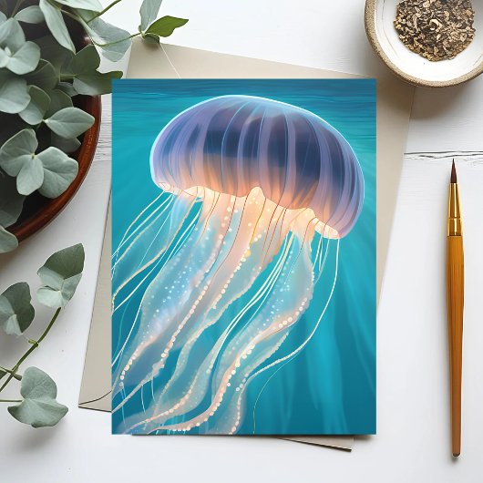 Blue Jellyfish | Ocean Animal Painting ポストカード