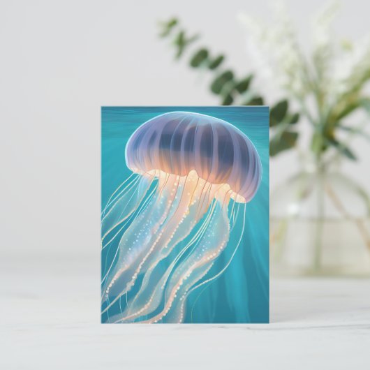 Blue Jellyfish | Ocean Animal Painting Card (スタンド正面)