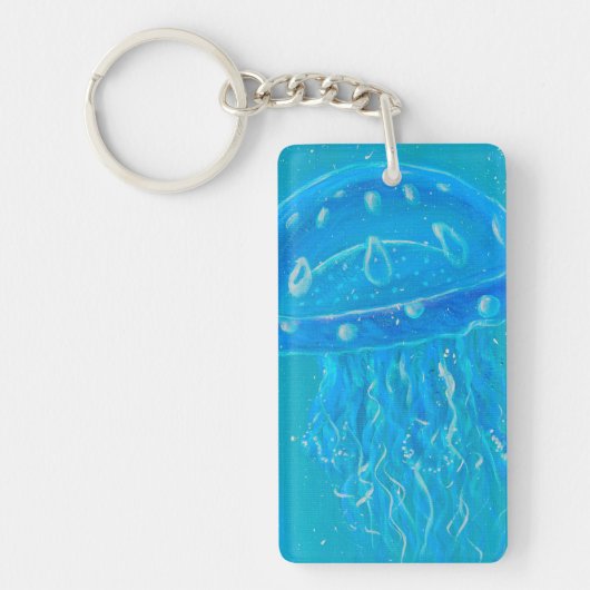 Blue Jellyfish Painting キーホルダー (正面)