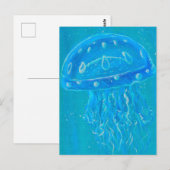 Blue Jellyfish Painting ポストカード (正面/裏面)